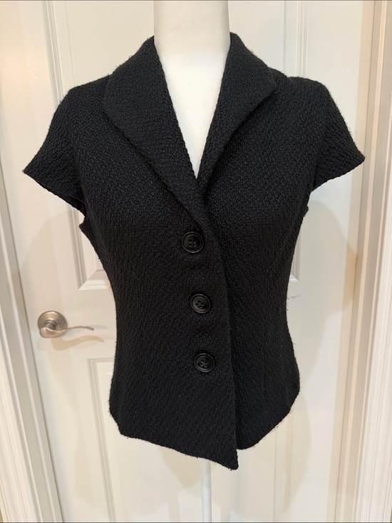 Coldwater Creek Jackets & Blazers - Coldwater Creek Black Short-Sleeve Textured Knit Blazer